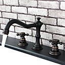 style vintage finition bronze frotte lhuile poignees doubles trois trous en laiton lavabo robinet