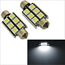 carking 12v 2pcs 5050-6smd-39mm voiture feston interieur le lumiere rome lumiere blanche