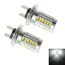 2pcs h7 6w 33x5730 SMD 600lm 6000k lumiere blanche conduit pour la lumiere voiture de brouillard dc 12-24v