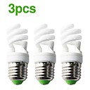 3-Pack HLUX CFL SPIRALE BABY E27 10W 500lm CRI>80 2700K Warm White  AC220-240V 