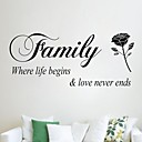 Wall Stickers Wall Decals Family Rose Word Saying PVC Wall Stickers