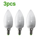 3-Pack HLUX CFL EIC C37 E14 12W 500lm CRI>80 2700K Warm White Candle Bulb  AC220-240V 