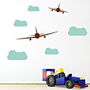 jiubai  nuage et avion chambre des enfants sticker mural de mur de decoration de decalque