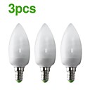 3-Pack HLUX CFL EIC C37 E14 8W 350lm CRI>80 2700K Warm White Candle Bulb  AC220-240V 