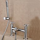 laiton chrome contemporaine de style anglais trous doubles poignees doubles salle de bains baignoire robinet de douche avec douche main