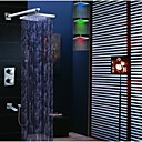 Wall Mounted Thermostatic Bathroom Shower Faucet LED 3 Colors Rainfall Shower Head Brass Spout And Hand Shower