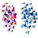 Popular PVC Three-Dimensional Simulation Butterfly Wall Stickers Wall Art Decals Assorted Colours  12 Pcs 