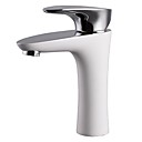 contemporain corps ceramique blanc poignee chromee unique robinet lavabo