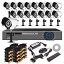 16CH H.264 Home Security Kit DVR System 16pc 700TVL IR-cut camera etanche exterieure HDMI 3G Wifi USB