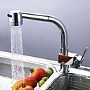 Contemporary Brass Chrome Finish One Hole One Handle Rotatable  Pull Out Kitchen Faucet