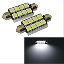 carking 12v 2pcs 5050-8smd-41mm voiture feston interieur le lumiere rome lumiere blanche