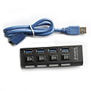 USB 3.0 HUB 4 Ports Speed 5Gbps  with Switch for PC Laptop Black