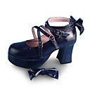 encre bleue la main en cuir PU 7.5cm chaussures talons hauts gothic lolita