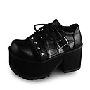 main 12cm coin PU cuir noir chaussures punk lolita