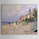 Peinture l huile realisee la main sur canevas tendu - La promenade Trouville de Claude Monet