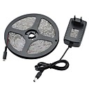 5 metres etanche 24W 1200m 300x3528 SMD blanc froid LED Light Strip lumiere  adaptateur eu 2a 12V DC