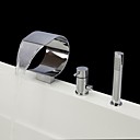 chrome contemporaine trois trous mitigeur robinet de la baignoire avec douche main