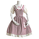 manches courtes infante lolita rayures rouges modele de robe longueur genou coton marin lolita