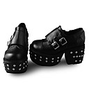 main Queen Club noir pu 9cm en cuir talons hauts chaussures de punk lolita