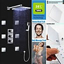 douche thermostatique robinet 10 pouces LED de la temperature sensibles 3 campouleurs tete de douche et jets de massage de pulverisation