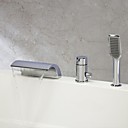 chrome contemporaine trois trous mitigeur robinet de la baignoire avec douche main