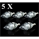 5pcs 3w e14 250-300lm 6000-6500K campouleur blanc froid led ampoule de bougie de style bougie  110v 