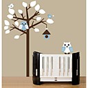 arbre de bande dessinee jiubai et hibou mur de nusery sticker mural autocollant