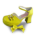 jaune la main en cuir PU 7.5cm chaussures talons hauts sweet lolita