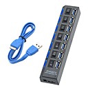 High Speed 5Gbps USB 3.0 7-Ports Hub  Individual Switches  Indicator