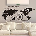 stickers muraux autocollants de mur moderne la carte du monde horloge creatrice muraux PVC autocollants