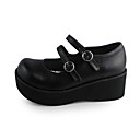 main 6cm coin PU cuir noir chaussures lolita classique