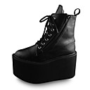 main 10cm coin PU cuir noir chaussures lolita classique