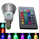 zweihnde E14 3W 200lm LED RGB projecteur avec telecommande  AC 85-265V 