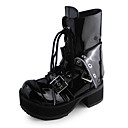 ailes du diable main noir en cuir PU 8cm chaussures haut talon punk lolita