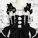 douce dame sans manches longueur genou robe lolita scolaire de coton noir