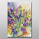 Hand Painted Oil Painting Floral Iris Blue And Tulips Too by Annelein Beukenk with Stretched Frame