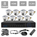 yanse 8ch 960H en temps reel 1000tvl de systeme de cameras de securite de la camera campouleur kit D1 DVR IR dome CCTV