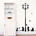 Lovely PVC Under The StreetLights Cats Wall Stickers