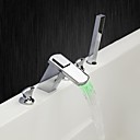 chrome contemporaine cinq trous trois poignees conduit robinet de la baignoire cascade avec douche main