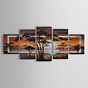 Peinture l huile realisee la main de paysage sur canevas tendu - Set de 5