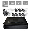 yanse 8 canaux hdmi CCTV 1000tvl DVR 8 kit exterieur  interieur du systeme de camera de securite de vision -NTSC  pal 5813cfw08