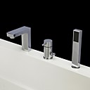 chrome contemporaine trois trous mitigeur robinet de la baignoire avec douche main