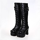 chaussures noir PU 9.5cm de cuir haut talon lolita punk avec rangee