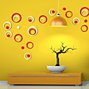 Romantic Wooden Circular 3D Wall Stickers Assorted Colors  5 Pcs 