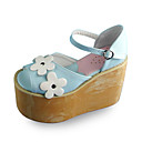 bleue la main en cuir PU 10cm coin doux sandales lolita avec marguerite