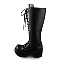 main noir en cuir PU de 8 cm de talon haut des bottes de lolita classique