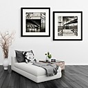 E-HOME Framed Canvas Art The Bridge At Night Framed Canvas Print Set of 2