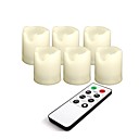 ensemble de 6 ivoire en plastique de couleur conduit bougies votives bougies sans flamme avec telecommande et minuterie