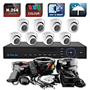 yanse 8 canaux D1 en temps reel systeme de cameras de securite de la camera campouleur kit DVR IR dome CCTV etanche 711cc08