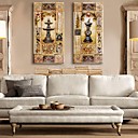 e-FOYER toile tendue art continental retro motif decoratif ensemble de 2 peinture